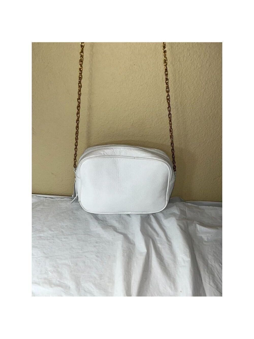 Jennifer Moore  white Tassel Crossbody Bag Leather Adjustable Strap